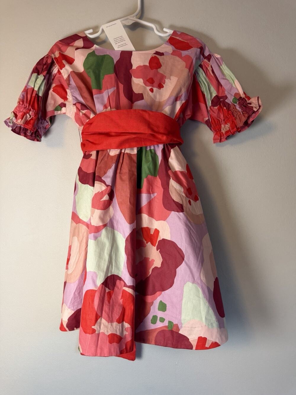 Tea Collection girls Shibui Sash dress Floral Pink Purple Short Sleeve Sz 4 NWT